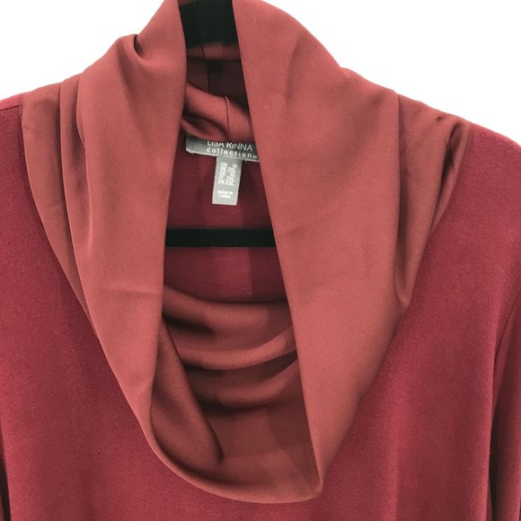 Lisa Rinna Womens Wine Slouchy Turtleneck  Lightweight Sweater Tunic Size 1X - Picture 4 of 10